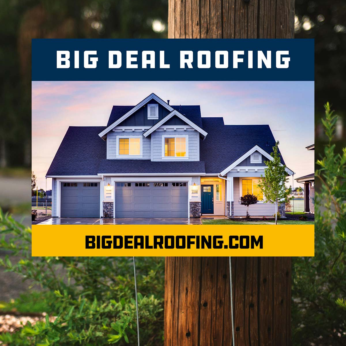 outdoor sign advertising a roofing contractor business